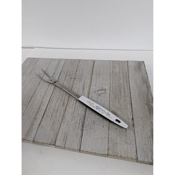 Fruit Handle #6 Stainless Steel Wide Meat Fork 12" USA Vintage - Picture 1 of 7